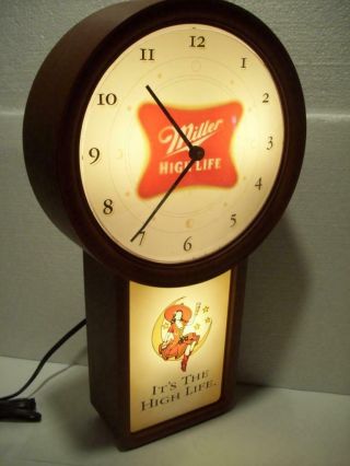 Nos Vtg 1999 Miller High Life Beer Lighted Clock/light/sign Lady On The Moon