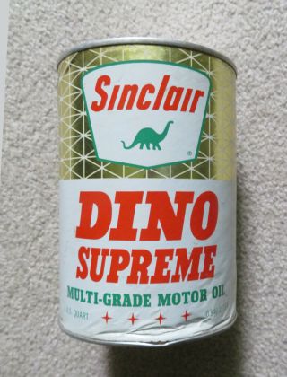 Vintage 1 Qt Sinclair Dino Supreme Motor Oil Can