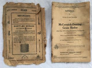 1935 International Harvester Mccormick - Deering Grain Binder Instruction Booklet