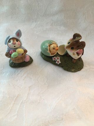 Yellow Wee Forest Folk Easter Bunny Mouse 1982 & Annette Petersen