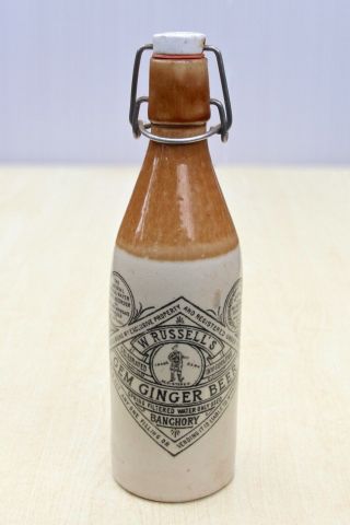VINTAGE c1900s RUSSELL ' S BANCHORY ABERDEEN SCOTLAND STONE GINGER BEER BOTTLE 3
