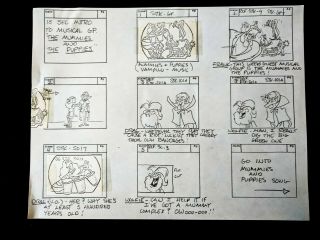 Groovie Goolies 1970 Animation Production Hand Drawn 15 Second Storyboard 1 Pgs