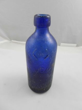 Vtg J.  A Lomax Chicago Ill Il Dark Cobalt Blue Hutchinson Blob Bottle