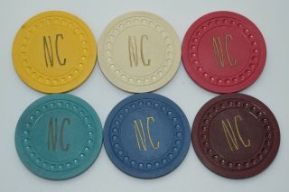 1946 Set Of 6 Nevada Club Roulette Casino Chips Reno/crystal Bay Nv Dots Mold