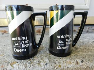 Vintage John Deere 6 1/2 " Thermo Serv Mugs " Nothing Runs Like A Deere "