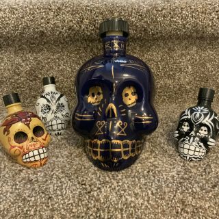 Kah Tequila Blanco Los Ultimos Dias 24 Kt Hand Painted Limited Edition W 3 Minis