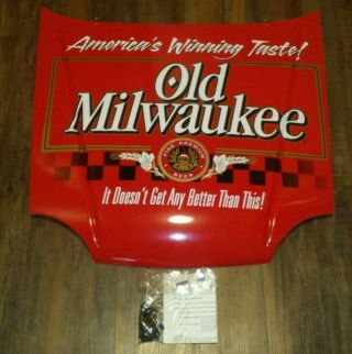 Rare Old Milwaukee Beer Nascar Hood Wall Mount Sign Advertisement Great Color