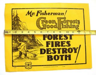 Vintage Usda Forest Fires Green Forests Good Fishing Advertising Sign