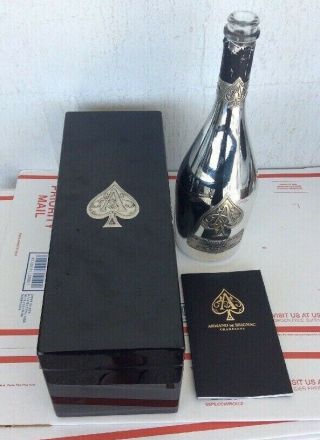 Armand De Brignac Ace Of Spades Box W/empty Silver Bottle Champagne