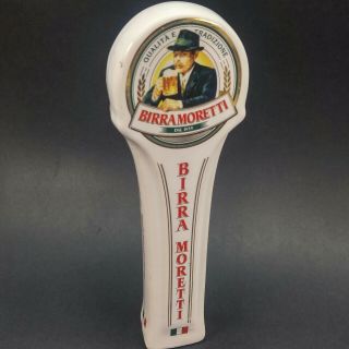 Birra Moretti Beer Tap Handle Rare Italian Beer Porcelain Keg Pint White Gold