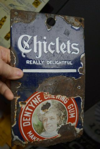 Antique Chiclets Gum Sign Dentyne Porcelain