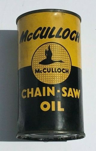 Vintage All Metal 12 Oz.  Mcculloch Chain - Saw Oil Can Full