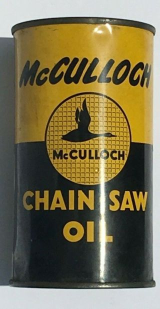 Vintage All Metal 12 oz.  McCULLOCH Chain - Saw OIL Can Full 2