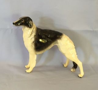 Vtg Mortens Studio Black And White Borzoi Dog Figurine.  W Labels