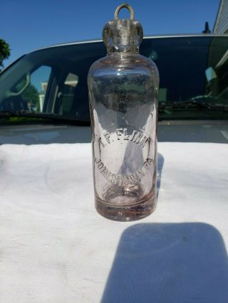 Rare T.  P.  Flinn Johnstown Pa.  Hutch Soda Bottle With Stopper.