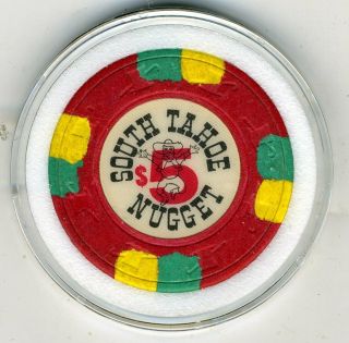 1970s/1980s $5 Chip From The South Tahoe Nugget,  Lake Tahoe,  Book Value $75 - $99
