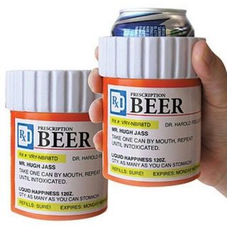 (4) Beer Prescription Rx Drink Soda Beer Big Mouth Toys Insulated Foam