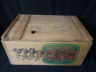 Vintage Genesee 12 Horse Ale Wood Beer Crate w/ Lid Box Graphics 2
