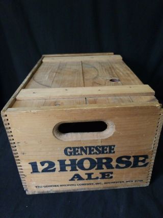 Vintage Genesee 12 Horse Ale Wood Beer Crate w/ Lid Box Graphics 5