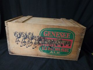 Vintage Genesee 12 Horse Ale Wood Beer Crate w/ Lid Box Graphics 6