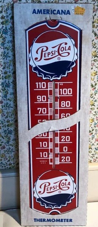 54796 Vintage Americana Thermometer Pepsi Cola Bottle Cap