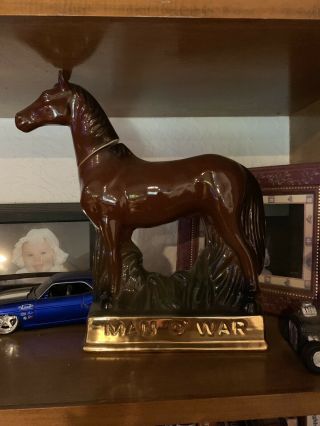 Vintage Horse Racing Decanter - Man O’war.  Ezra Brooks 1969 Edition.