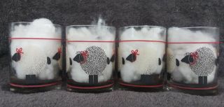 Set Of 4 Dept 56 Black Sheep Tumbler Set Drinking Glasses Sheep Vintage