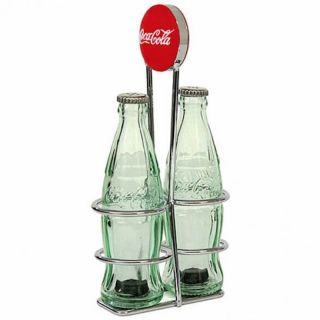 Authentic Coca - Cola Coke Salt And Pepper Mini Bottle Set With Rack
