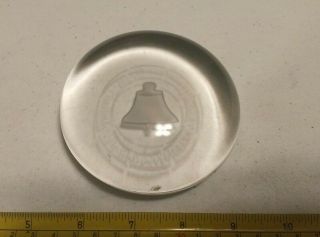 Vtg Bell Telephone Co Of Pennsylvania Advertising Heavy Etched Glass Paperweight