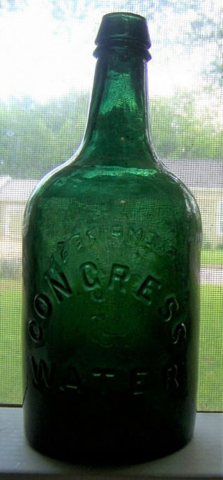 Congress Empire Spring Saratoga York NY green quart mineral water bottle 2
