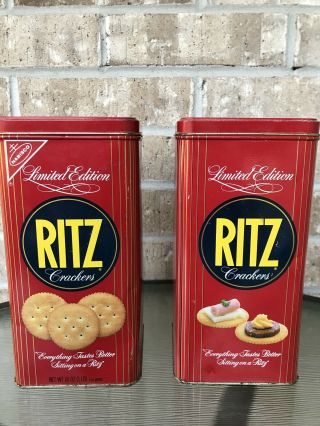 Vintage 1986 Ritz Limited Edition Cracker Tins,  16 Oz,  Nabisco Canisters
