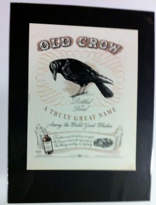 1938 Old Crow Kentucky Straight Whiskey Bourbon Rye " Ready To Display " Print Ad