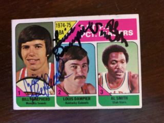 Billy Shepherd Louie Dampier Al Smith Signed Basketball Trading Card Autographed