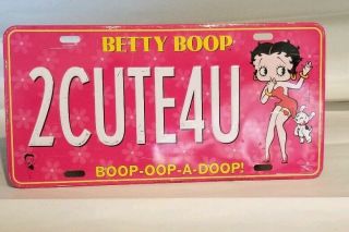 Betty Boop License Plate 2 Cute 4 U 1999 Betty Boop License Plate