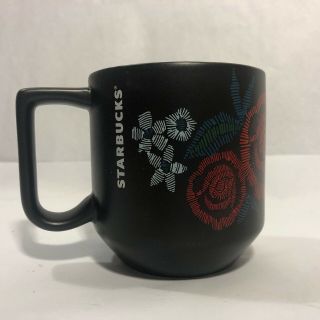 Starbucks 2018 Red And White Flowers Black Mug 10 Oz