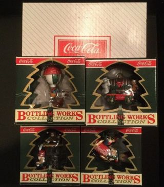 Coca Cola Ornament Set 1995 4 Bottling Ornaments Nib