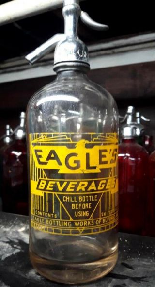 Eagles Yellow Painted Buffalo Ny Seltzer Bottle
