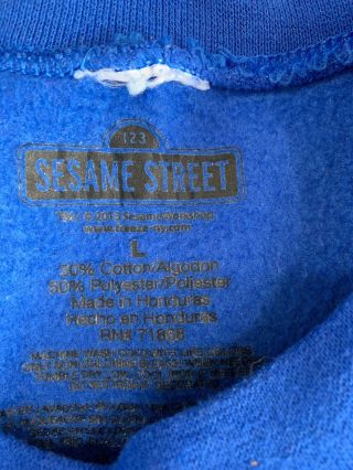 Vintage COOKIE MONSTER SESAME STREET Crewneck Sweatshirt Adult Size Large Blue 4