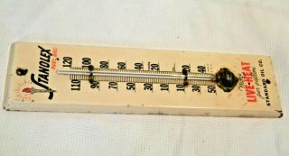 Vintage Standard Fuel Oil Stanolex Live Heat Metal Advertising Thermometer Sign