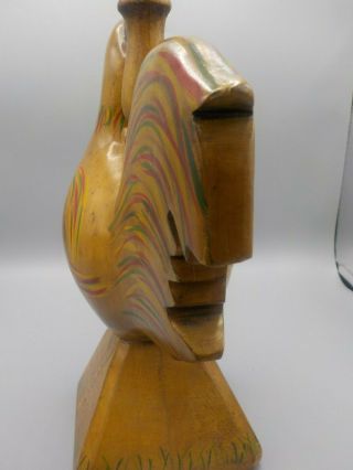 Vtg Carved Wood Rooster Figurural Chicken Table Lamp Light Folk Art Hand Painted 8
