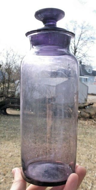 Purple Apothecary Bottle W/stopper Open Pontil Flared Lip 1860 
