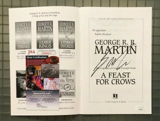 George R.  R.  Martin Signed Book Excerpt Jsa (author Of Game Of Thrones)