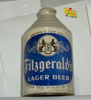 1950 Fitzgerald Bros.  Lager Beer Can Crowntainer Cone Top Troy,  Ny York Blue