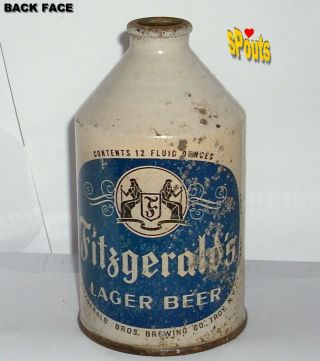 1950 FITZGERALD BROS.  LAGER BEER CAN CROWNTAINER CONE TOP TROY,  NY YORK BLUE 2