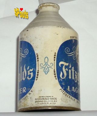 1950 FITZGERALD BROS.  LAGER BEER CAN CROWNTAINER CONE TOP TROY,  NY YORK BLUE 3