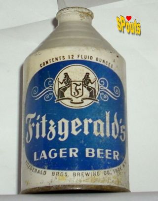1950 FITZGERALD BROS.  LAGER BEER CAN CROWNTAINER CONE TOP TROY,  NY YORK BLUE 6