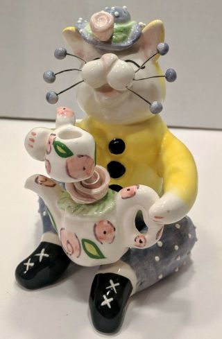 Whimsiclay Amy Lacombe Signed Cat Rose Tea Party By Annaco Creations