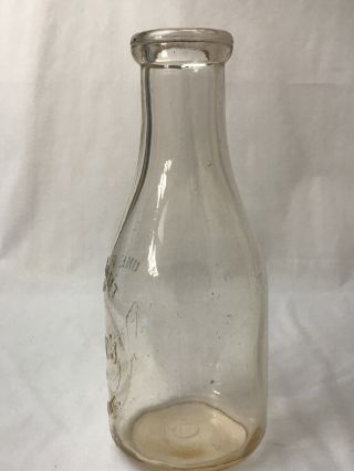 Vintage Pope ' s Dairy Milk Bottle Quart Clear Glass Embossed Waupaca Wisconsin 6