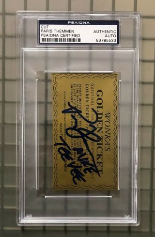 Paris Themmen " Mike Teavee " Signed Willy Wonka Golden Ticket Psa/dna Auto