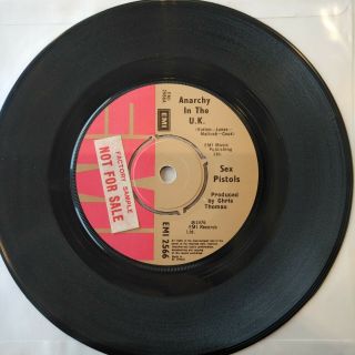 Sex Pistols - Anarchy In The Uk/wanna Be Me - Rare Factory Sample - 1976